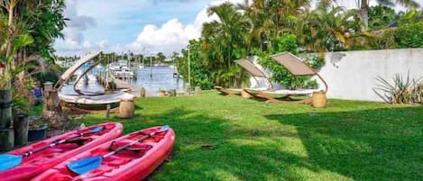 Feel free to use the kayaks to explore the water with!