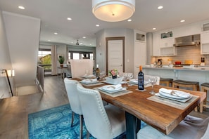 Dining Area with stylish seating for up to six