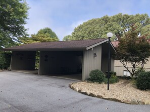 Carport holds room for one vehicle.  Additional parking available
