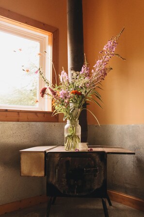 Flowers on woodstove