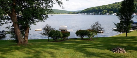 Upper Deck Lakeview with fire pit and dock.