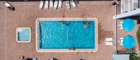 drone shot of the pool