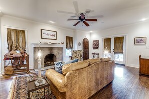 Front Living Room with a TV and desk