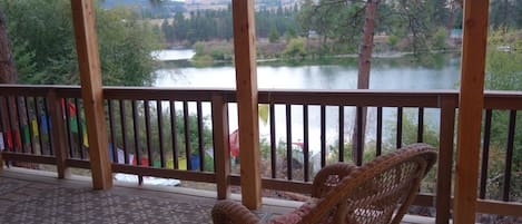 Enjoy views of the lake and wildlife from the deck. 