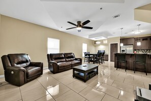 Leather power reclining sofas and lift top coffee table with storage!