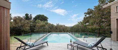 Heated Pool with with panoramic views of Port Phillip Bay