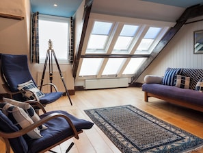 Spacious attic sitting room | Clarence House, Dartmouth