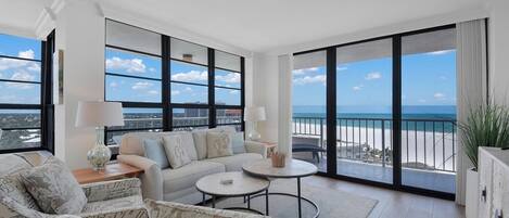 Living room with Beach and Gulf Views