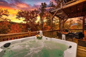 Relax in the hot tub surrounded by nature after a day of fun in the Smokies. 