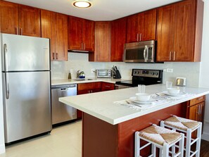 Fully stocked kitchen with everything you need to prepare a meal