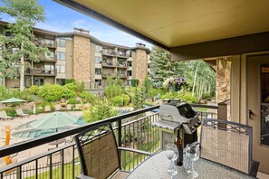 You balcony overlooks the inviting Shadowbrook pool and hot tubs.  Relax out here while preparing dinner your gas grill.