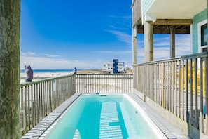 Private pool built into the beachside deck