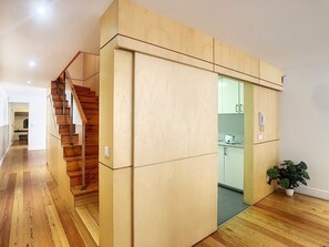 Elegant hallway, a graceful entrance either to the kitchen or rooms. #woodenstyle #kitchen #bedrooms