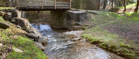 Drive over Possum Trot Creek to our sanctuary, a 1924 Farmhouse and new Lodge!
