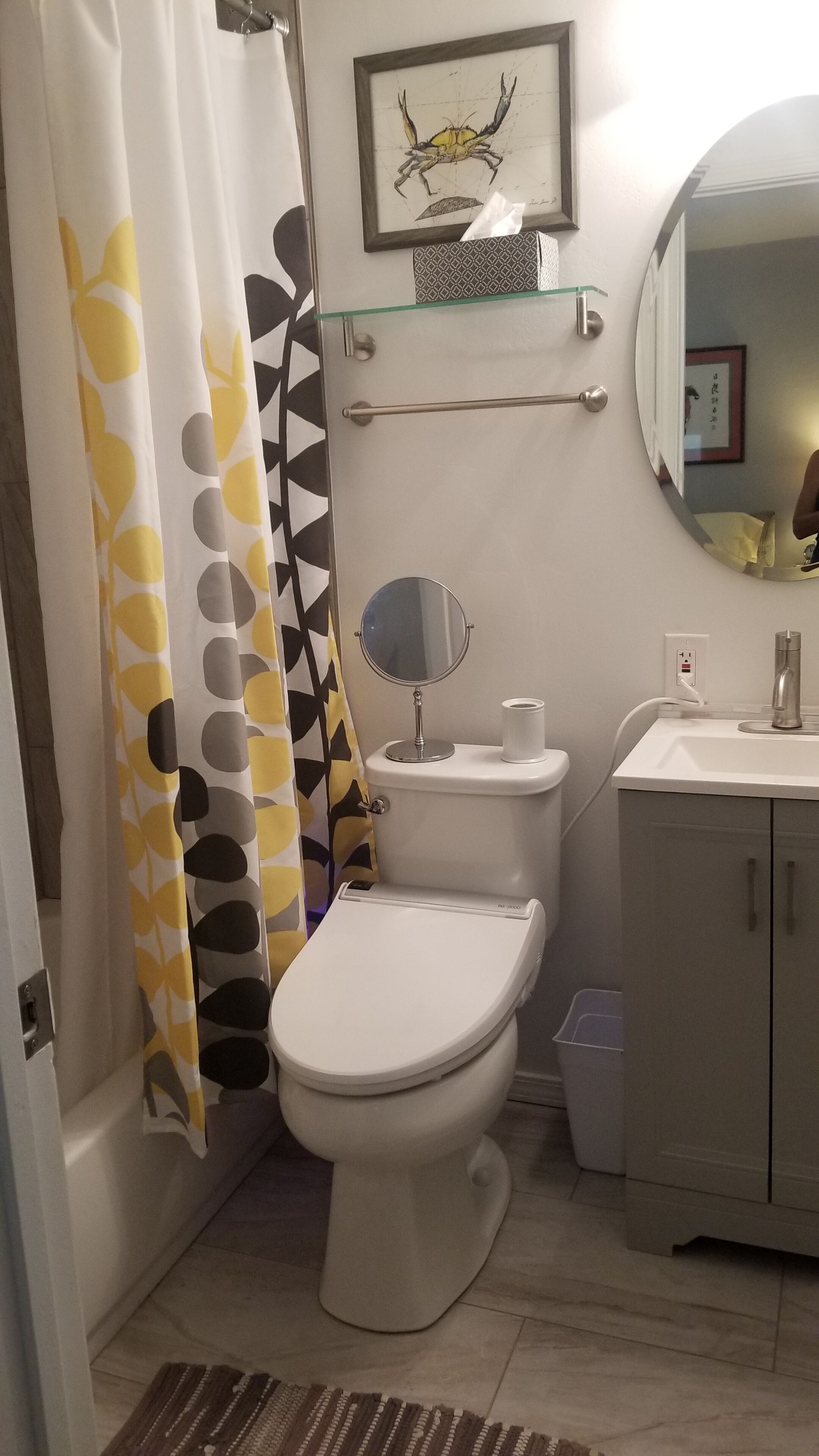 en suite bath tub/shower combo and bidet toilet