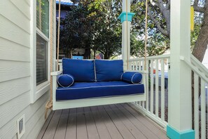 Relax on our custom made swing bed.  