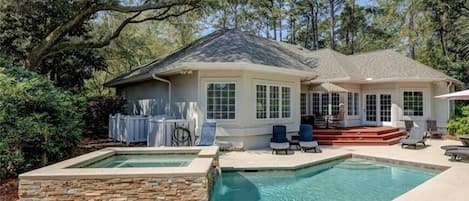 Rear View of Home with Private Pool and Spa