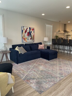 View of living room from front door.  