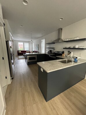 View of kitchen from dining room.  