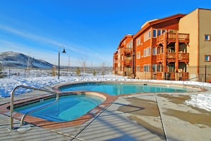 Outdoor Pool & Hot Tub at the Crestview Clubhouse located between buildings B and C