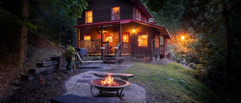 Back yard view from wood fire pit 