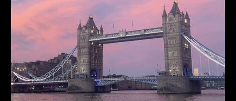 Tower Bridge  the most photographed building 50metres walk at end of Mill away.