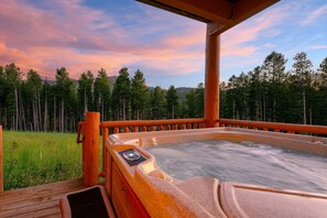 Private hot tub with ski resort views