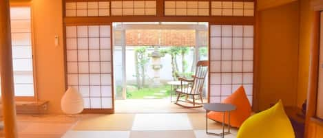 View the garden from the renovated Japanese-style room