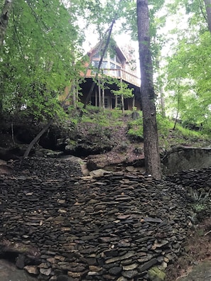 Looking up at the house from the creek