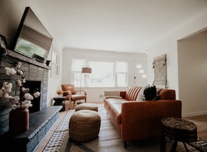 Read chair and bay windows with natural light