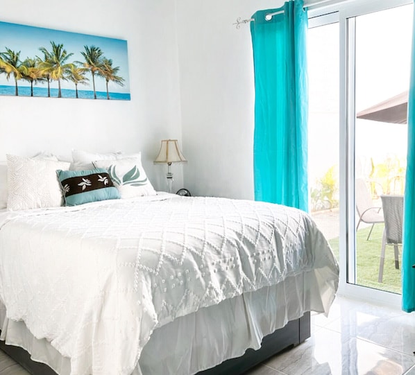 Tropical themed bedroom in casita. Includes AC and dresser. Does not have TV yet