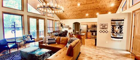 Enjoy vaulted wood ceilings and windows as high as the Ponderosa pines outside!