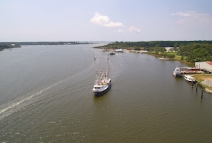 Looking West towards Billy's Fresh Seafood and Mobile bay on Bon Secour River.