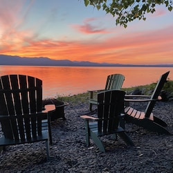 or roast marshmallows on the fire pit at sunset