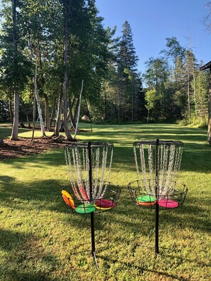 Two disk golf nets and room for a mini course.