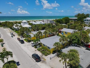 Aerial of Anna Maria Beach Cottages with short distance to the beach