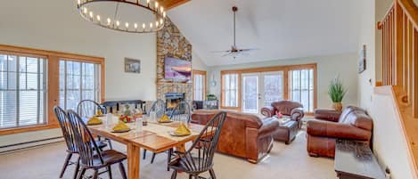 First-floor living and dining room that is open and very spacious.