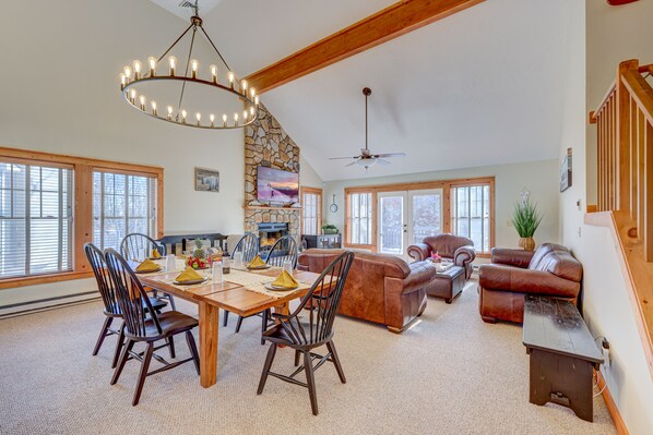 First-floor living and dining room that is open and very spacious.