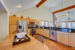 Large newly renovated kitchen with all the cooking essentials you will need.