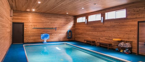 Full size heated indoor pool.