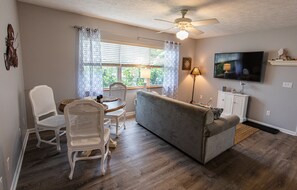 Comfy, cozy, bright and sunny living area.
