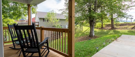 Rocking chairs on the front porch for relaxation