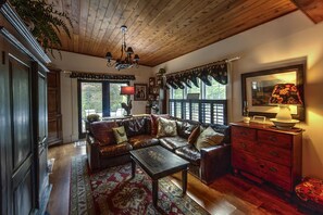 The Great Room with french doors leading out to entertaining deck. Television!
