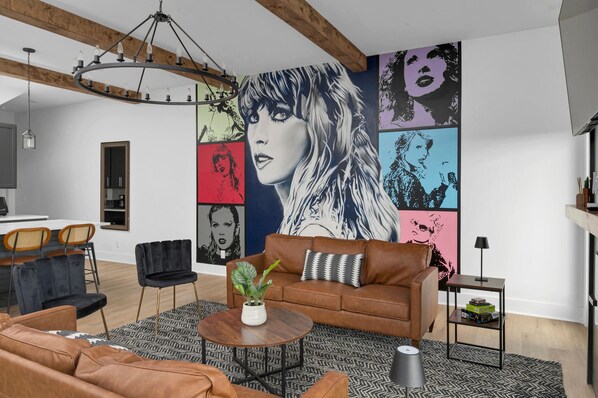 Taylor Swift mural in living room