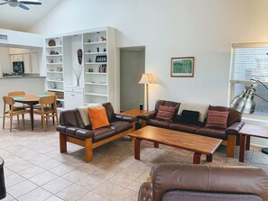 Living, dining, kitchen
