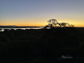 A view looking South/West at a sunset from the verandah 