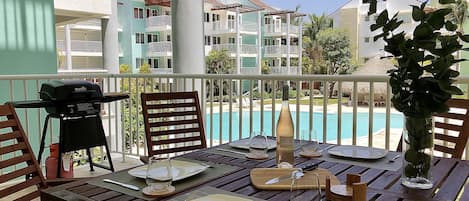 Terrace with pool view
