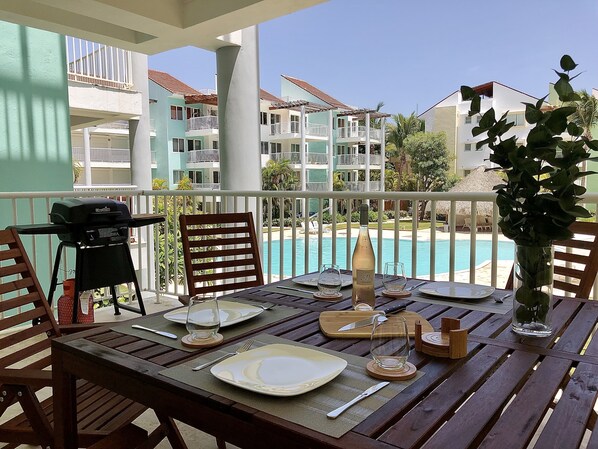 Terrace with pool view
