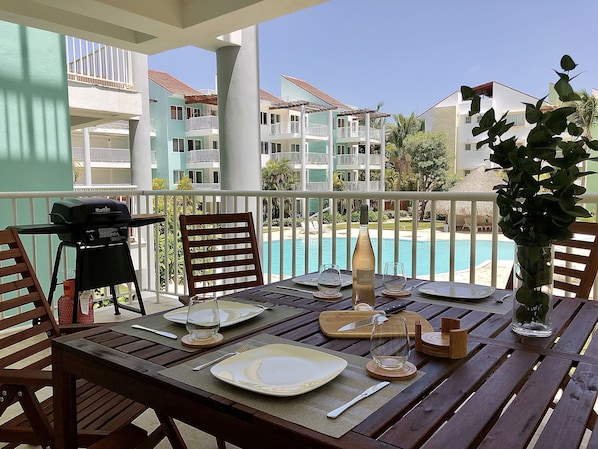 Terrace with pool view
