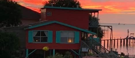 Front row seat to watch the sunrise over Galveston Bay.